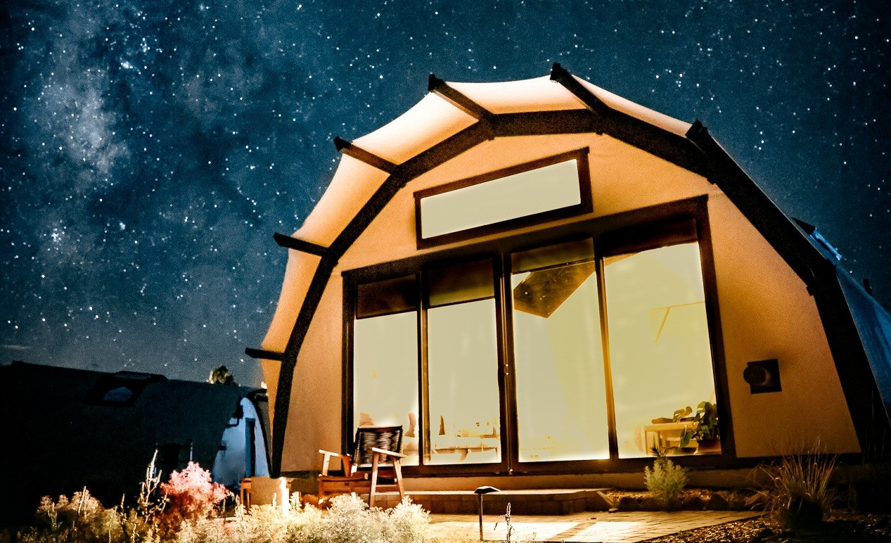 Backland Glamping Tent at Night